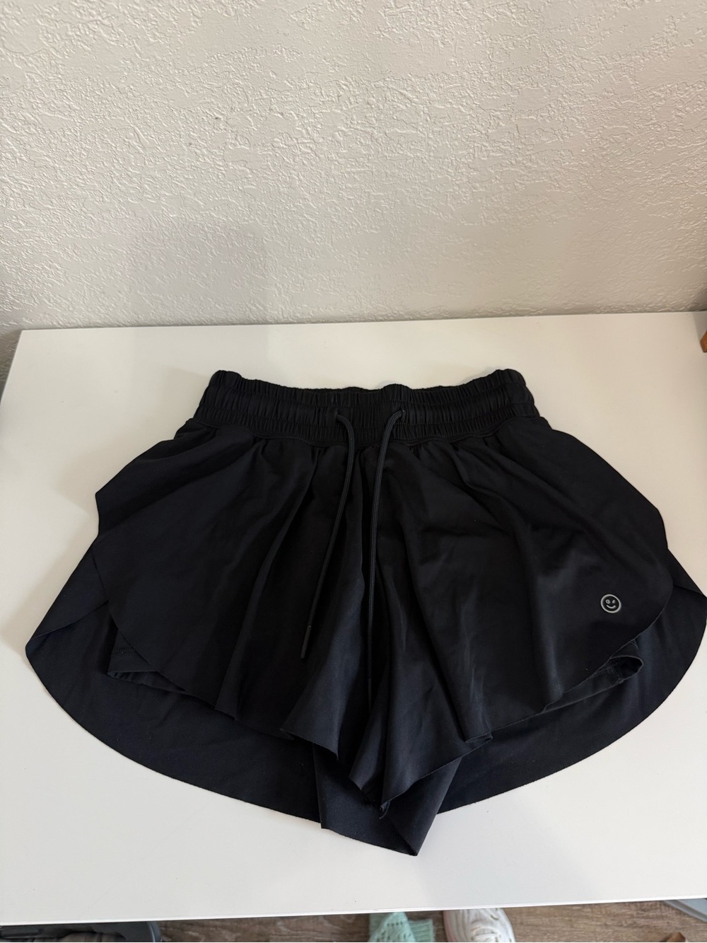 Gilly Hicks Black Layered Athletic Shorts with Drawstring